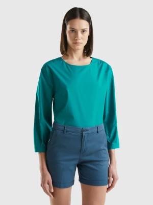 Zdjęcie produktu Benetton, Lightweight Cotton Blouse, size S, Teal, Women United Colors of Benetton