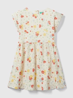 Zdjęcie produktu Benetton, Lightweight Floral Dress, size 3XL, Creamy White, Kids United Colors of Benetton