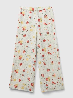 Zdjęcie produktu Benetton, Lightweight Floral Trousers, size 2XL, Creamy White, Kids United Colors of Benetton