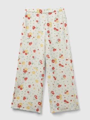 Zdjęcie produktu Benetton, Lightweight Floral Trousers, size 3XL, Creamy White, Kids United Colors of Benetton
