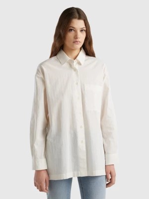 Zdjęcie produktu Benetton, Lightweight Oversized Shirt With Slits, size L, Creamy White, Women United Colors of Benetton
