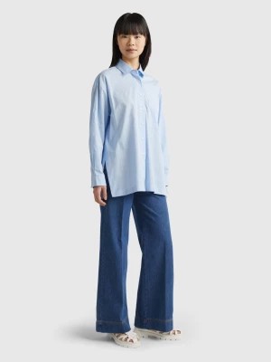 Zdjęcie produktu Benetton, Lightweight Oversized Shirt With Slits, size L, Sky Blue, Women United Colors of Benetton