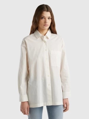 Zdjęcie produktu Benetton, Lightweight Oversized Shirt With Slits, size XS, Creamy White, Women United Colors of Benetton
