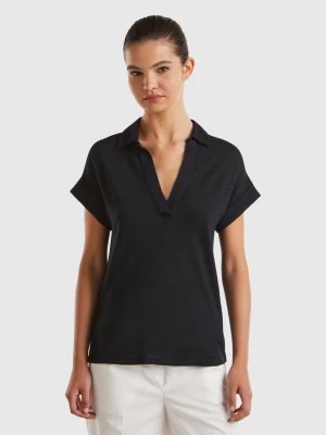 Zdjęcie produktu Benetton, Lightweight Polo-style T-shirt, size S, Black, Women United Colors of Benetton