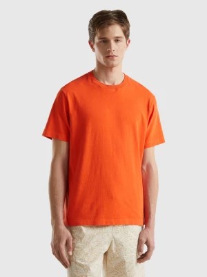 Zdjęcie produktu Benetton, Lightweight Relaxed Fit T-shirt, size M, Orange, Men United Colors of Benetton
