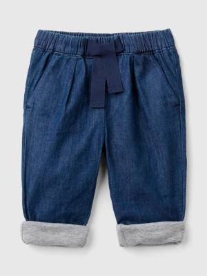 Zdjęcie produktu Benetton, Lined Trousers In Chambray, size 68, Blue, Kids United Colors of Benetton