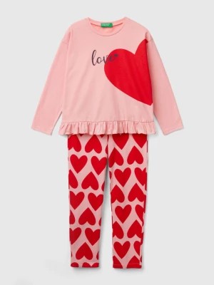 Zdjęcie produktu Benetton, Long Fiber Cotton Heart Pyjamas, size 2XL, Pink, Kids United Colors of Benetton