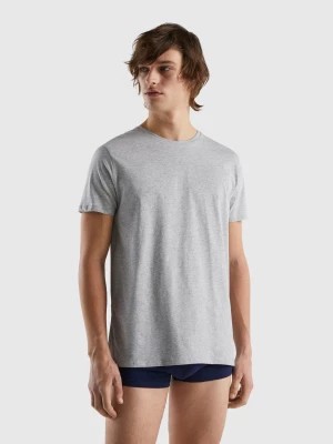 Zdjęcie produktu Benetton, Long Fiber Cotton T-shirt, size L, Light Gray, Men United Colors of Benetton