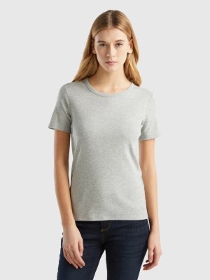 Zdjęcie produktu Benetton, Long Fiber Cotton T-shirt, size L, Light Gray, Women United Colors of Benetton