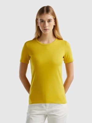 Zdjęcie produktu Benetton, Long Fiber Cotton T-shirt, size L, Yellow, Women United Colors of Benetton