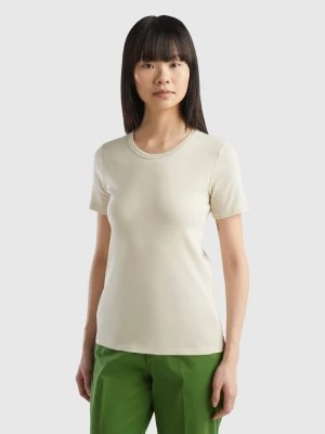 Zdjęcie produktu Benetton, Long Fiber Cotton T-shirt, size M, Beige, Women United Colors of Benetton