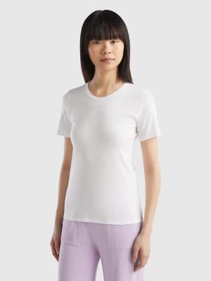 Zdjęcie produktu Benetton, Long Fiber Cotton T-shirt, size S, White, Women United Colors of Benetton