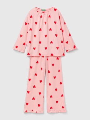 Zdjęcie produktu Benetton, Long Pyjamas With Heart Print, size 2XL, Pink, Kids United Colors of Benetton