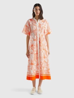 Zdjęcie produktu Benetton, Long Shirt Dress In Sustainable Viscose Blend, size XS, Orange, Women United Colors of Benetton