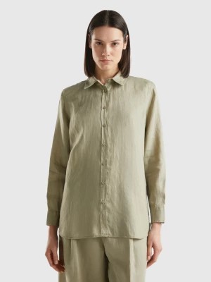 Zdjęcie produktu Benetton, Long Shirt In Pure Linen, size XXS, Light Green, Women United Colors of Benetton