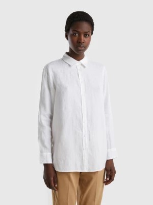 Zdjęcie produktu Benetton, Long Shirt In Pure Linen, size XXS, White, Women United Colors of Benetton