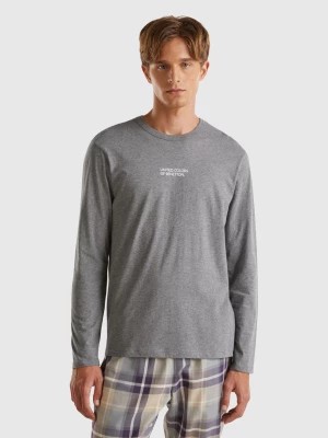 Zdjęcie produktu Benetton, Long Sleeve 100% Cotton Top, size M, Dark Gray, Men United Colors of Benetton