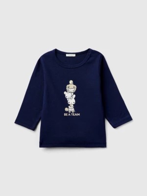 Zdjęcie produktu Benetton, Long Sleeve 100% Organic Cotton T-shirt, size 56, Dark Blue, Kids United Colors of Benetton