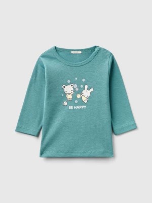 Zdjęcie produktu Benetton, Long Sleeve 100% Organic Cotton T-shirt, size 68, Green, Kids United Colors of Benetton