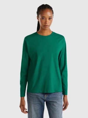 Zdjęcie produktu Benetton, Long Sleeve Light Cotton T-shirt, size M, Dark Green, Women United Colors of Benetton