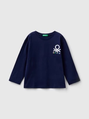 Zdjęcie produktu Benetton, Long Sleeve Organic Cotton T-shirt, size 104, Dark Blue, Kids United Colors of Benetton