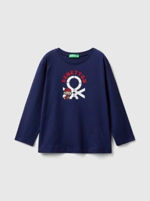 Zdjęcie produktu Benetton, Long Sleeve Organic Cotton T-shirt, size 110, Dark Blue, Kids United Colors of Benetton