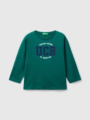 Zdjęcie produktu Benetton, Long Sleeve Organic Cotton T-shirt, size 110, Dark Green, Kids United Colors of Benetton