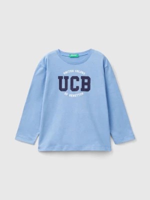 Zdjęcie produktu Benetton, Long Sleeve Organic Cotton T-shirt, size 110, Light Blue, Kids United Colors of Benetton