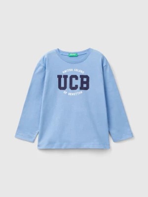 Zdjęcie produktu Benetton, Long Sleeve Organic Cotton T-shirt, size 116, Light Blue, Kids United Colors of Benetton