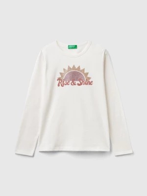 Zdjęcie produktu Benetton, Long Sleeve Organic Cotton T-shirt, size 2XL, Creamy White, Kids United Colors of Benetton
