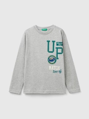 Zdjęcie produktu Benetton, Long Sleeve Organic Cotton T-shirt, size 2XL, Light Gray, Kids United Colors of Benetton