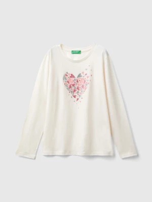 Zdjęcie produktu Benetton, Long Sleeve Organic Cotton T-shirt, size 3XL, Creamy White, Kids United Colors of Benetton