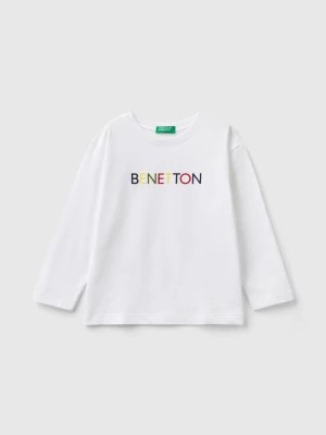 Zdjęcie produktu Benetton, Long Sleeve Organic Cotton T-shirt, size 82, White, Kids United Colors of Benetton