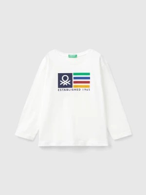Zdjęcie produktu Benetton, Long Sleeve Organic Cotton T-shirt, size 90, Creamy White, Kids United Colors of Benetton