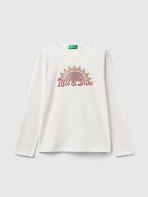 Zdjęcie produktu Benetton, Long Sleeve Organic Cotton T-shirt, size S, Creamy White, Kids United Colors of Benetton