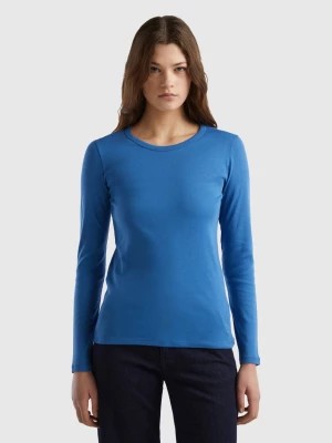 Zdjęcie produktu Benetton, Long Sleeve Pure Cotton T-shirt, size L, Blue, Women United Colors of Benetton
