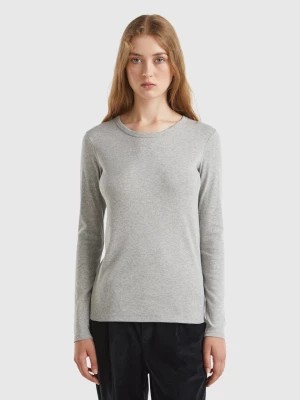 Zdjęcie produktu Benetton, Long Sleeve Pure Cotton T-shirt, size L, Light Gray, Women United Colors of Benetton