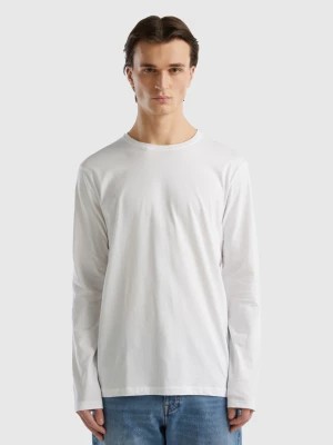 Zdjęcie produktu Benetton, Long Sleeve Pure Cotton T-shirt, size L, White, Men United Colors of Benetton