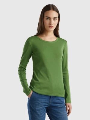 Zdjęcie produktu Benetton, Long Sleeve Pure Cotton T-shirt, size M, Military Green, Women United Colors of Benetton