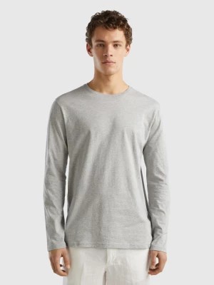Zdjęcie produktu Benetton, Long Sleeve Pure Cotton T-shirt, size S, Light Gray, Men United Colors of Benetton