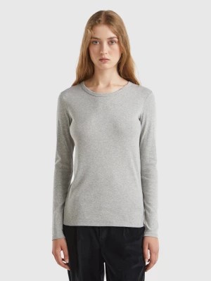 Zdjęcie produktu Benetton, Long Sleeve Pure Cotton T-shirt, size S, Light Gray, Women United Colors of Benetton