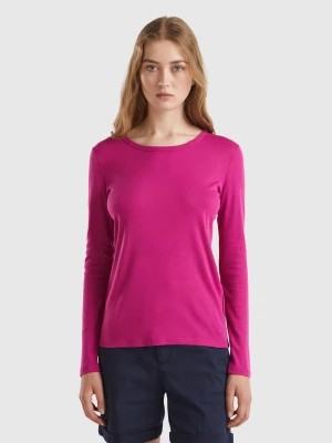 Zdjęcie produktu Benetton, Long Sleeve Pure Cotton T-shirt, size XL, Cyclamen, Women United Colors of Benetton