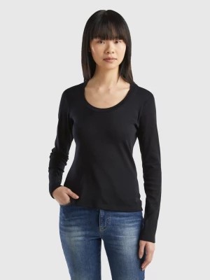 Zdjęcie produktu Benetton, Long Sleeve Pure Cotton T-shirt, size XS, Black, Women United Colors of Benetton