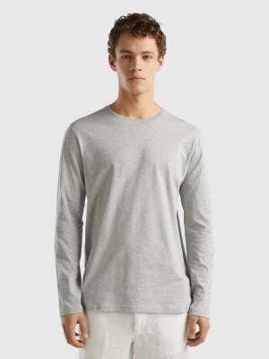 Zdjęcie produktu Benetton, Long Sleeve Pure Cotton T-shirt, size XXL, Light Gray, Men United Colors of Benetton