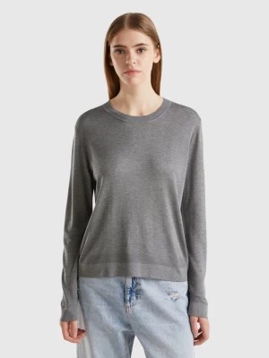 Zdjęcie produktu Benetton, Long Sleeve Sweater In Silk Blend, size S, Gray, Women United Colors of Benetton