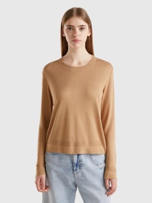 Zdjęcie produktu Benetton, Long Sleeve Sweater In Silk Blend, size XL, Camel, Women United Colors of Benetton