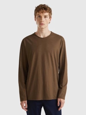 Zdjęcie produktu Benetton, Long Sleeve T-shirt In 100% Cotton, size L, Brown, Men United Colors of Benetton