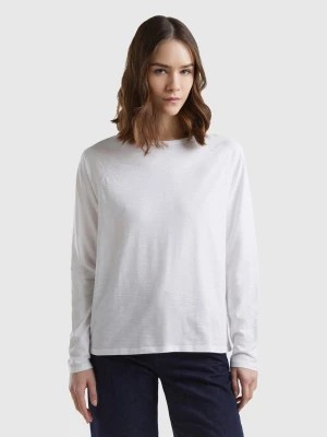 Zdjęcie produktu Benetton, Long Sleeve T-shirt In Light Cotton, size L, White, Women United Colors of Benetton