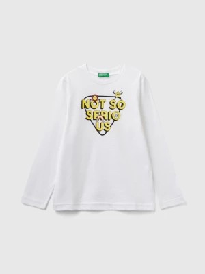 Zdjęcie produktu Benetton, Long Sleeve T-shirt In Organic Cotton, size 2XL, White, Kids United Colors of Benetton