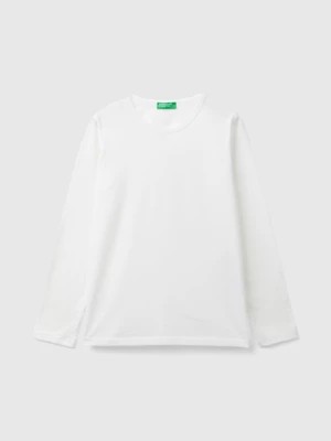 Zdjęcie produktu Benetton, Long Sleeve T-shirt In Organic Cotton, size M, Creamy White, Kids United Colors of Benetton